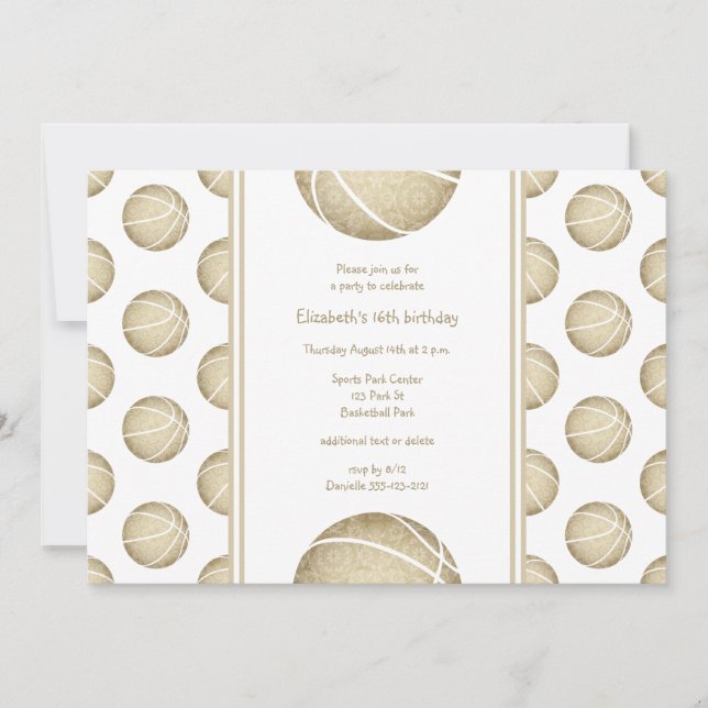 Convites festa desportiva de basquete de ouro (Frente)