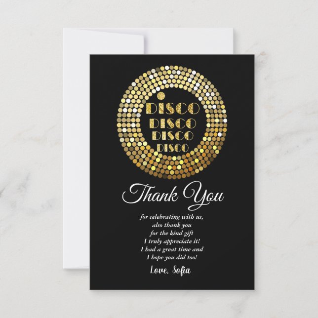 Convites festa disco dança dos anos 70 bola de discoteca de (Frente)