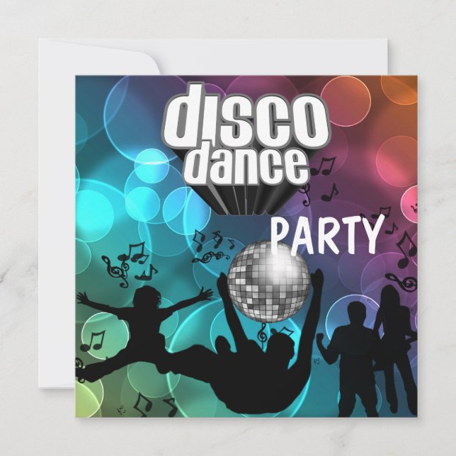 Convites Festa Disco Dança Retro Bolhas Azuis (Frente)