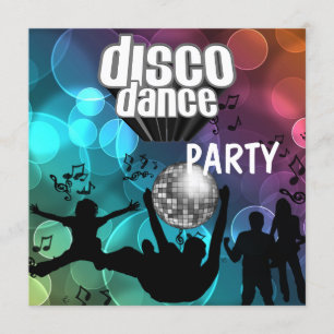 Convites Festa Disco Dança Retro Bolhas Azuis