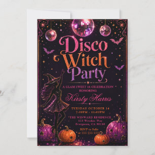 Convites Festa Disco Witch Sweet 16