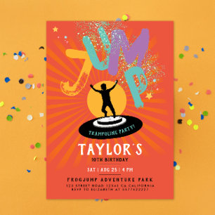Convites Festa Divertida Colorida de Pular Trampolim