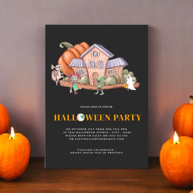Convites Festa divertida de fantasia de halloween (kids halloween costume party invitation , fully ediatble and instant download available)