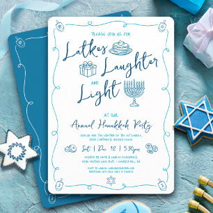 Convites Festa Divertida de Hanukkah com Latke e Luz