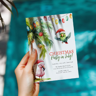 Convites Festa Divertida de Natal de Verão em Julho