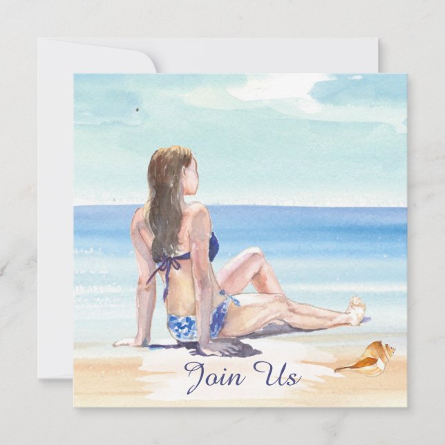 Convites *~* Festa DIY Tropical AR29 Praia PARA QUALQUER EV (Frente)