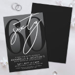 Convites Festa do 60º aniversário do Black White<br><div class="desc">Celebrar sessenta anos de amor com este convite moderno de 60 anos de casamento. A design apresenta uma cinza elegante com um sutil gradiente preto para um visual clássico e elegante, perfeito para o tema tradicional de "diamante". Um "60" preto grande se estende na maior parte da placa, com um...</div>