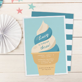 Convites Festa do Aniversário de criança do Sorvete de espi