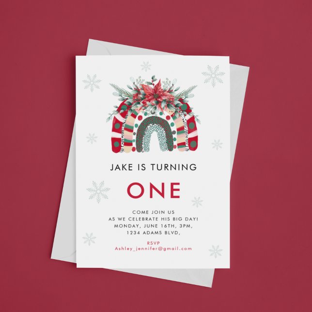 Convites Festa do Aniversário de criança Rainbow Natal (Criador carregado)