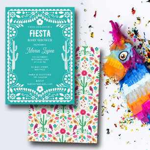 Convites Festa do Bebê Azul Floral Tradicional Mexicana