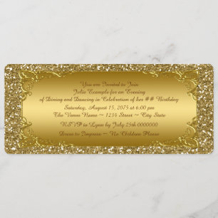 Convites Festa do Bilhete Dourado com Purpurina
