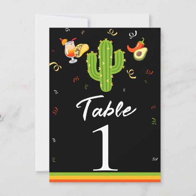Convites Festa do Cactus Coração Amarelo Número da Mesa de  (Frente)