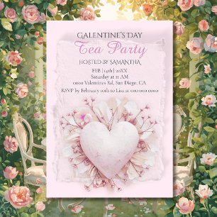 Convites Festa do Chá Galentine do Coração Corado Charme de