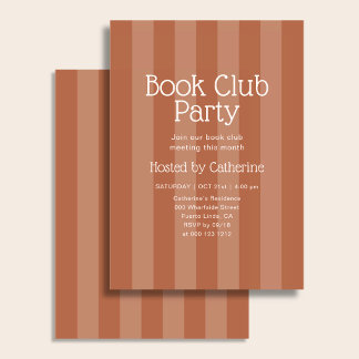Convites Festa do Clube do Livro Listra Vintage Laranja