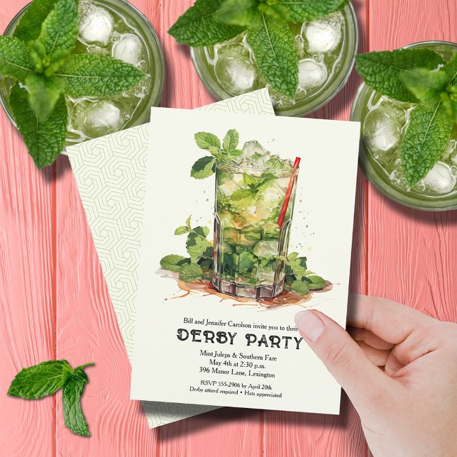 Convites Festa do Derby com Mint Julep (Mint Julep Derby Party Invitations)