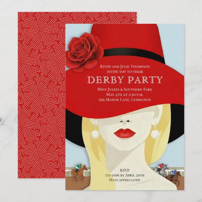 Convites Festa do Derby de Cavalos de Aquarela (Frente/Verso)