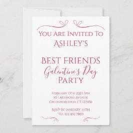 Convites Festa do Dia da Galentina Branca Moderna