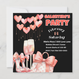 Convites Festa do Dia da Galentina Pêssego e Rosa