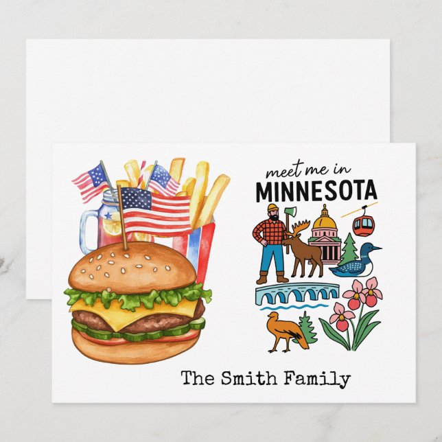 Convites Festa do Dia da Independência de Minnesota em 4 de (Frente/Verso)