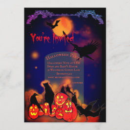 Convites Festa do Dia das Bruxas Brilhante Pumpkins Ravens
