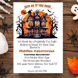 Convites Festa do Dia das Bruxas de Adultos da Casa Assombr