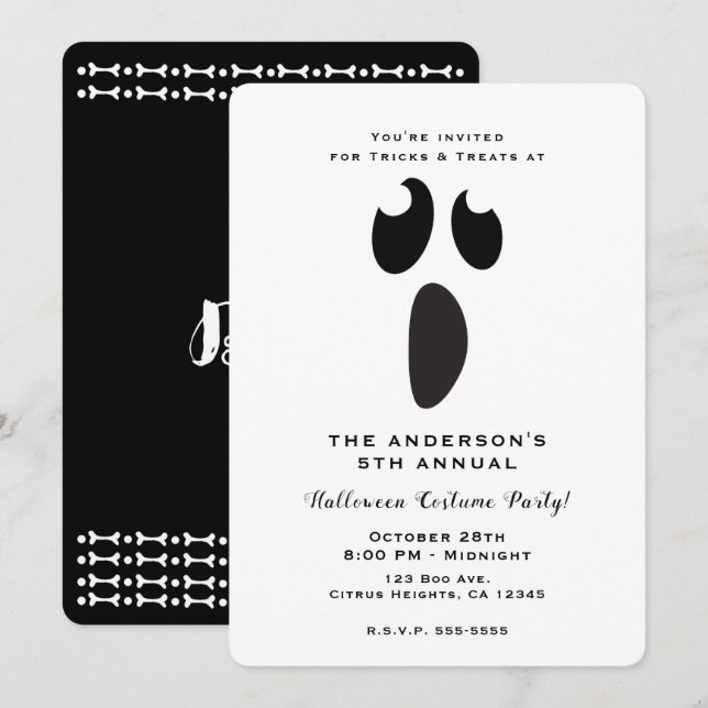 Convites Festa do Dia das Bruxas do Fantasma Tratamento ou  (Frente/Verso)