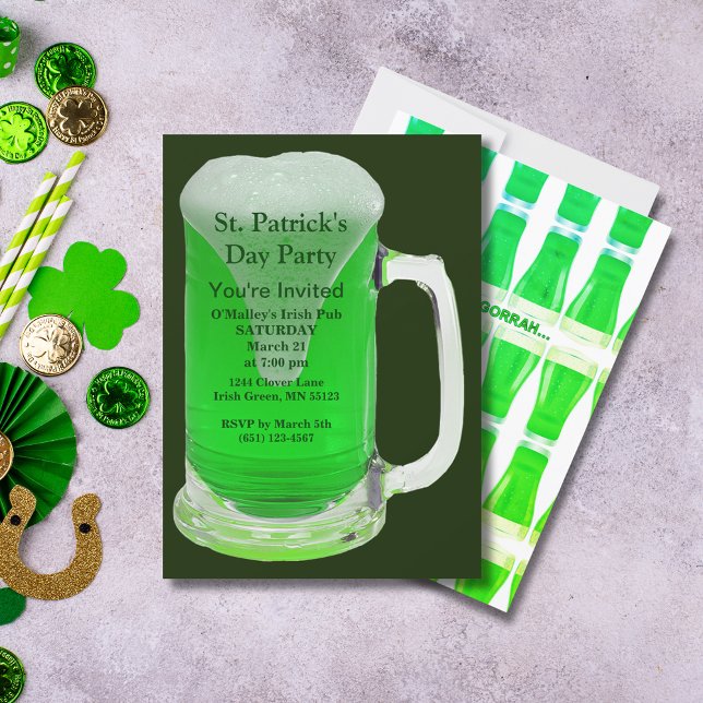 Convites Festa do Dia de Patrick Celebrada com a Brew Verde (St. Patrick's Day Party Celebrate with Green Brew Invitation)