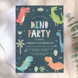 Convites Festa do Dino Primeiro Aniversário de Dinossauro