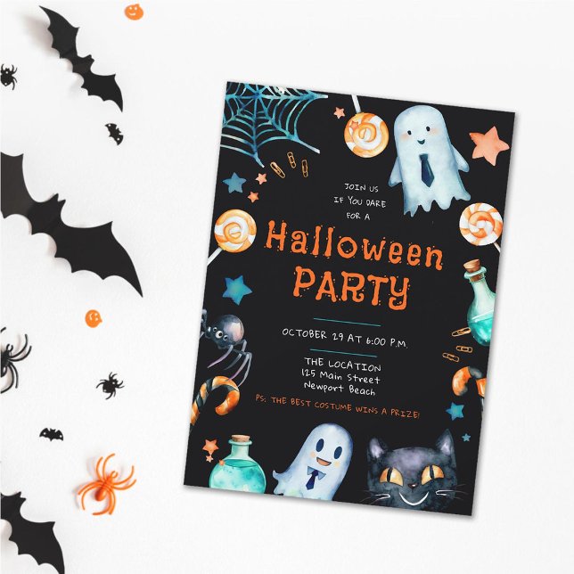 Convites Festa do escritório comercial do Quadro Halloween (halloween office party invitation fun funny frame whimsical playful corporate business black orange)