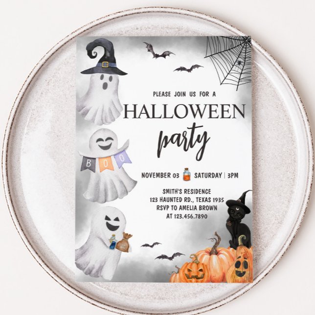Convites Festa do Fantasma Halloween (Ghost Little Boo Halloween Party Invitation)