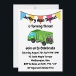 Convites Festa do Garbage Truck Kid<br><div class="desc">O estilo Kawaii, "Green Garbage Truck Invices" para o próximo grande evento do seu garoto que ama o caminhão do lixo. Ilustrações Coloridas Negrito e Espaço de abundância para personalização do Cheio. Consulte a Linha de Cheio de Produtos de Caminhão de Lixo Verde, incluindo Suprimentos de Partido, Vestuário, Papel de...</div>