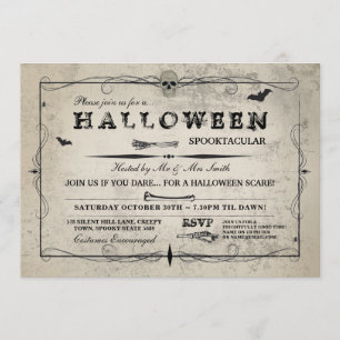 Convites Festa do Halloween Skull Invite Gótica Costume Bat