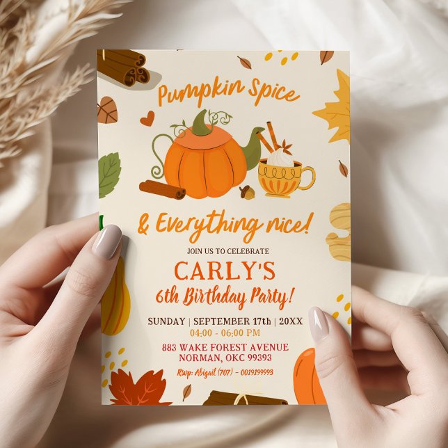 Convites Festa do HandDrawn Pumpkin Spice e Tudo Bom (Criador carregado)
