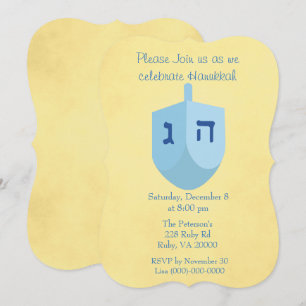 Convites Festa do Hanukkah Dourado e Azul