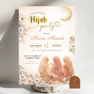 Convites Festa do Hijab Floral Bege Boho