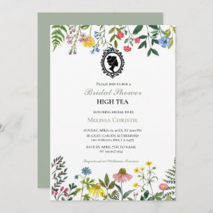Convites festa do jardim de chá alto, belo pastel macio