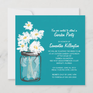 Convites Festa do Jardim, Mason Jar e White Daisies
