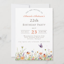 Convites Festa do Jardim Púrpura de Flor Rosa, 22.º Anivers