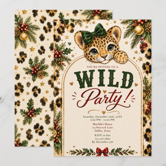 Convites Festa do Leopardo de Natal (Frente/Verso)