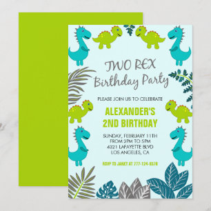 Convites Festa do menino de dois anos com dois rex