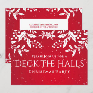 Convites Festa do Natal Red & White Holly Deck-The-Halls