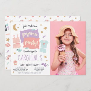 Convites Festa do Pajama Meninas qualquer Festa de aniversá