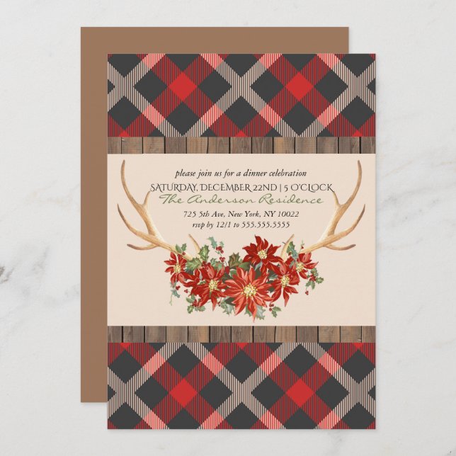 Convites Festa do Partido Woodland Antlers (Frente/Verso)