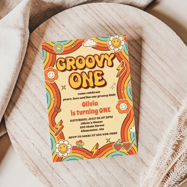 Convites Festa do primeiro aniversario Arco-Íris Retroativo (Criador carregado)