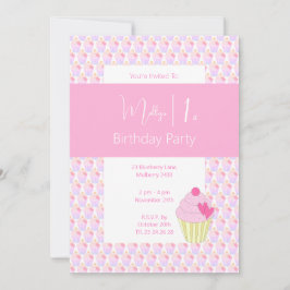 Convites Festa do primeiro aniversario do Cupcakes Rainbow