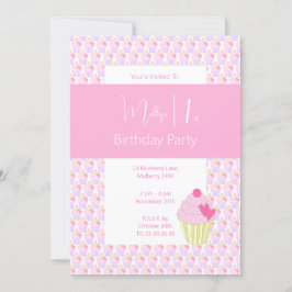 Convites Festa do primeiro aniversario do Cupcakes Rainbow