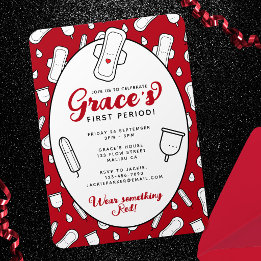 Convites Festa do Primeiro Período Menstrual com Absorvente