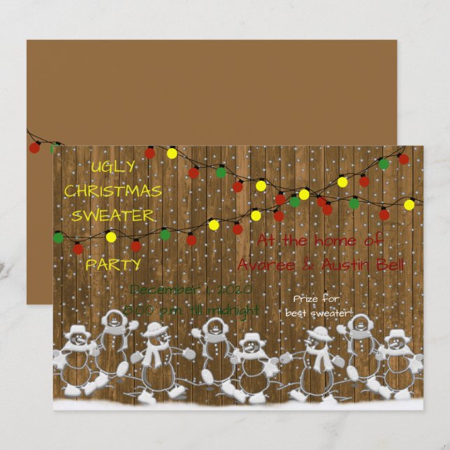 Convites Festa do Pulôver Feio de Natal (Frente/Verso)