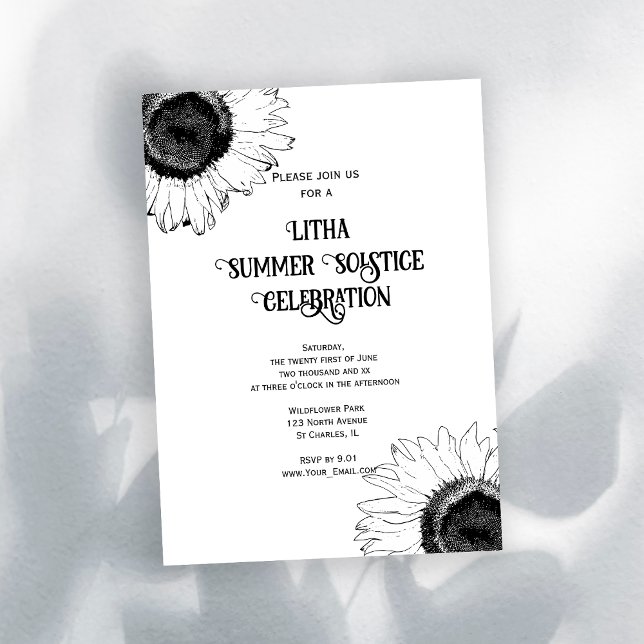 Convites Festa do Solstício de Verão Litha com Girassóis Pr (Criador carregado)