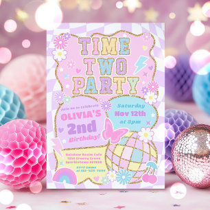 Convites Festa do Time Dois Groovy Preppy Varsity de 2º Ani